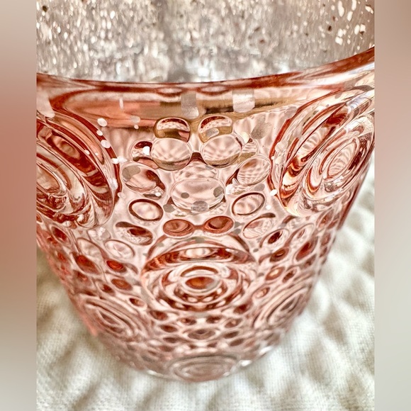 New Rose Gold Mercury Glass Circles & Spheres Pattern Votive Candle Holder 3.25” - Picture 3 of 5